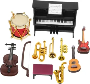 1 Set Miniature Musical Prop for Dollhouse Decor Delicate Mini Instrument Models Including Piano Violin for DIY Projects and Photo Props