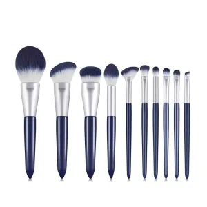 10 Pieces Foundation Makeup Brushes Set Eyeshadow Powder Wood Handle Concealer Cosmetic Eyebrow Eyelash Beauty Tool