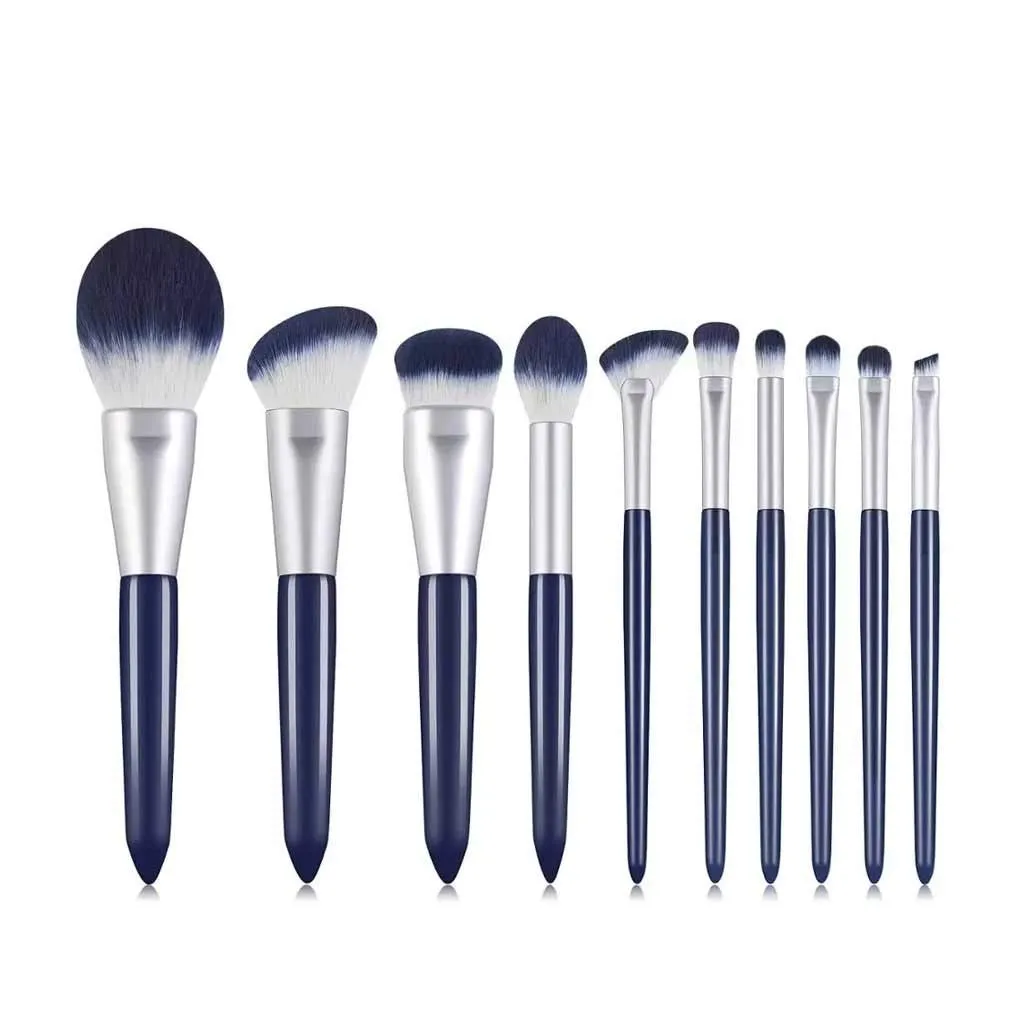 10 Pieces Foundation Makeup Brushes Set Eyeshadow Powder Wood Handle Concealer Cosmetic Eyebrow Eyelash Beauty Tool