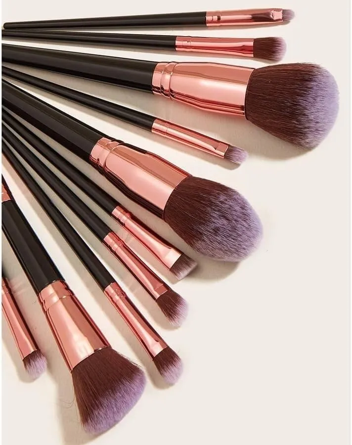 10 pieces of black makeup brush set, super large, including foundation make-up brush, brush