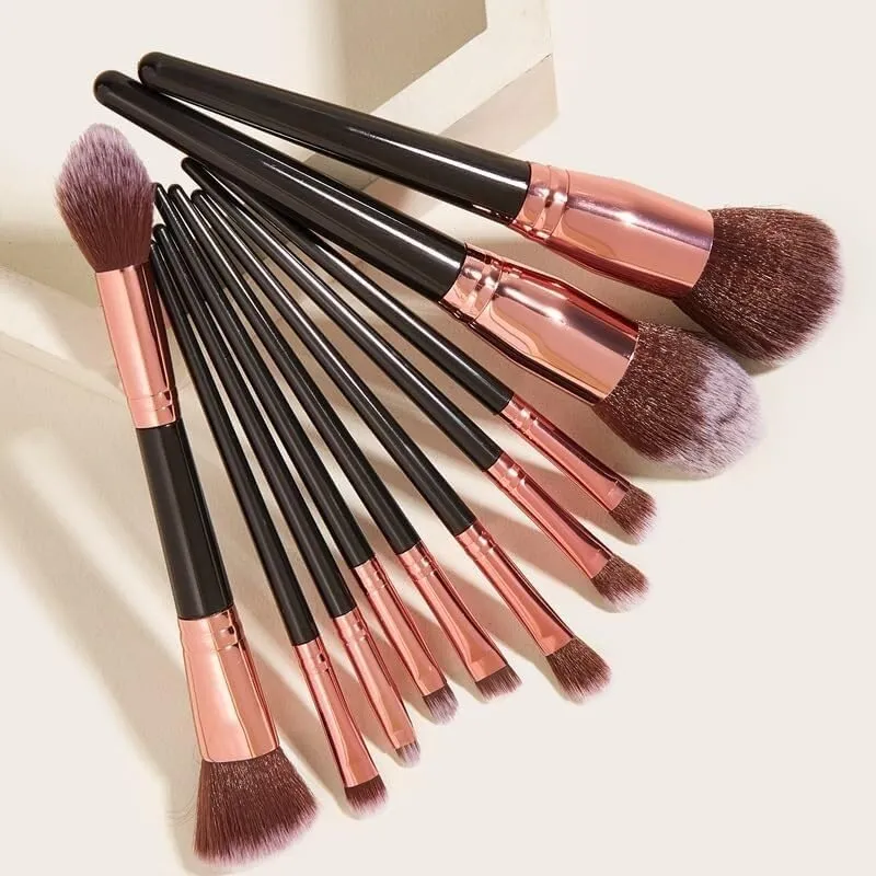 10 pieces of black makeup brush set, super large, including foundation make-up brush, brush