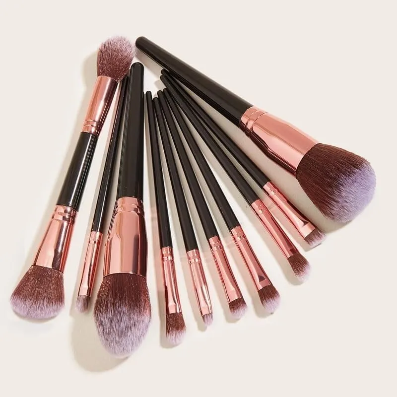 10 pieces of black makeup brush set, super large, including foundation make-up brush, brush