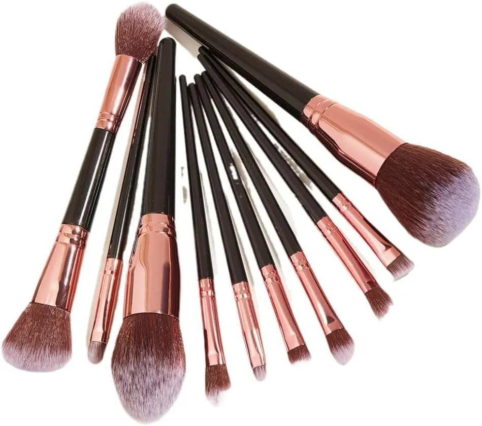 10 pieces of black makeup brush set, super large, including foundation make-up brush, brush