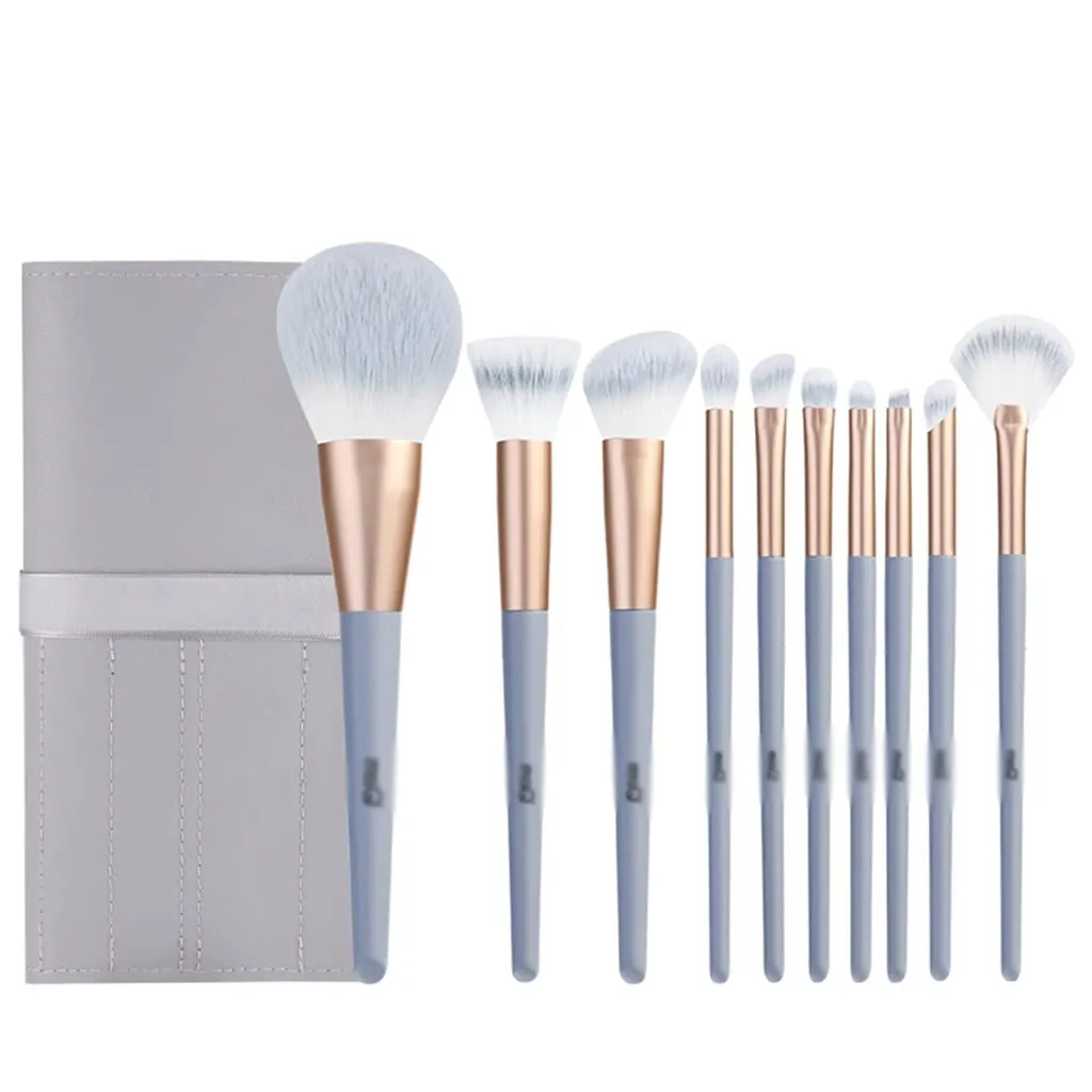 10 Silk Blue Makeup Brush Set Novice Beginner Full Set Of Beauty Tools Loose Powder Brush Eye Shadow Brush