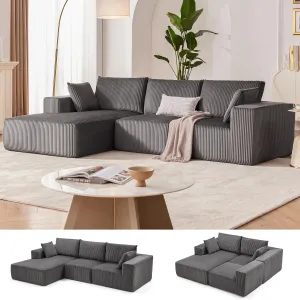 108” Modular Sectional Sofa, Cloud Sectional Couch with Deep Seat, Modern Modular L-Shape Sofa Couch with Chaise,Upholstered Couches for Living Room Bedroom (Grey, Left Facing Chaise)
