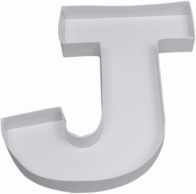 10" J Shaped Cardboard Letter Mache Chocolate Sweets Candy Container Box (White,J )