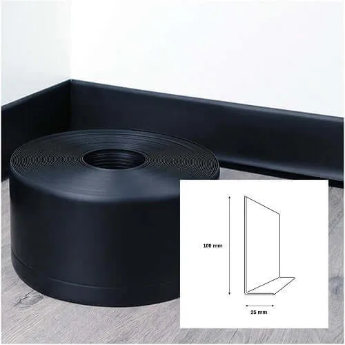 10M PVC Flexible Skirting Board 100x25mm for Bathroom & Kitchen – Easy Install, Waterproof, Flexible, Various Colours, Adhesive Not Included