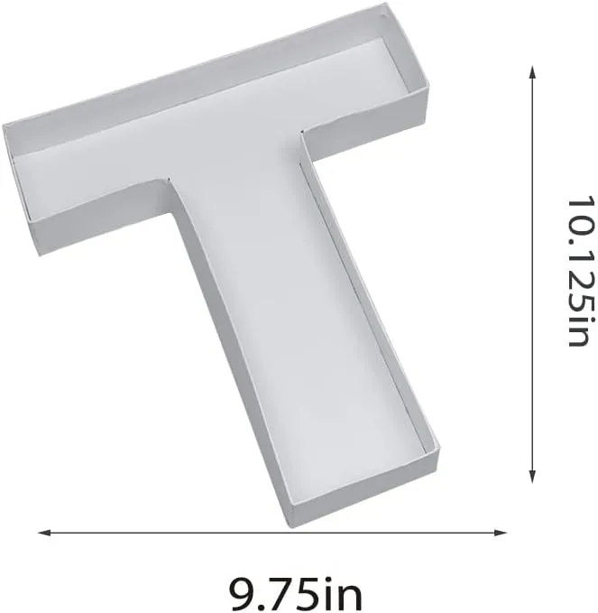 10" T Shaped Cardboard Letter Mache Chocolate Sweets Candy Container Box (White,T )