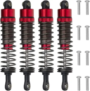 1/10 RC Crawler Shocks 4Pcs 85mm Aluminum Oil Filled Absorber Adjustable Damper Set for Tamiya CC-02 Axial SCX10 Capra D90 TRX4 Upgrades Parts (Red)