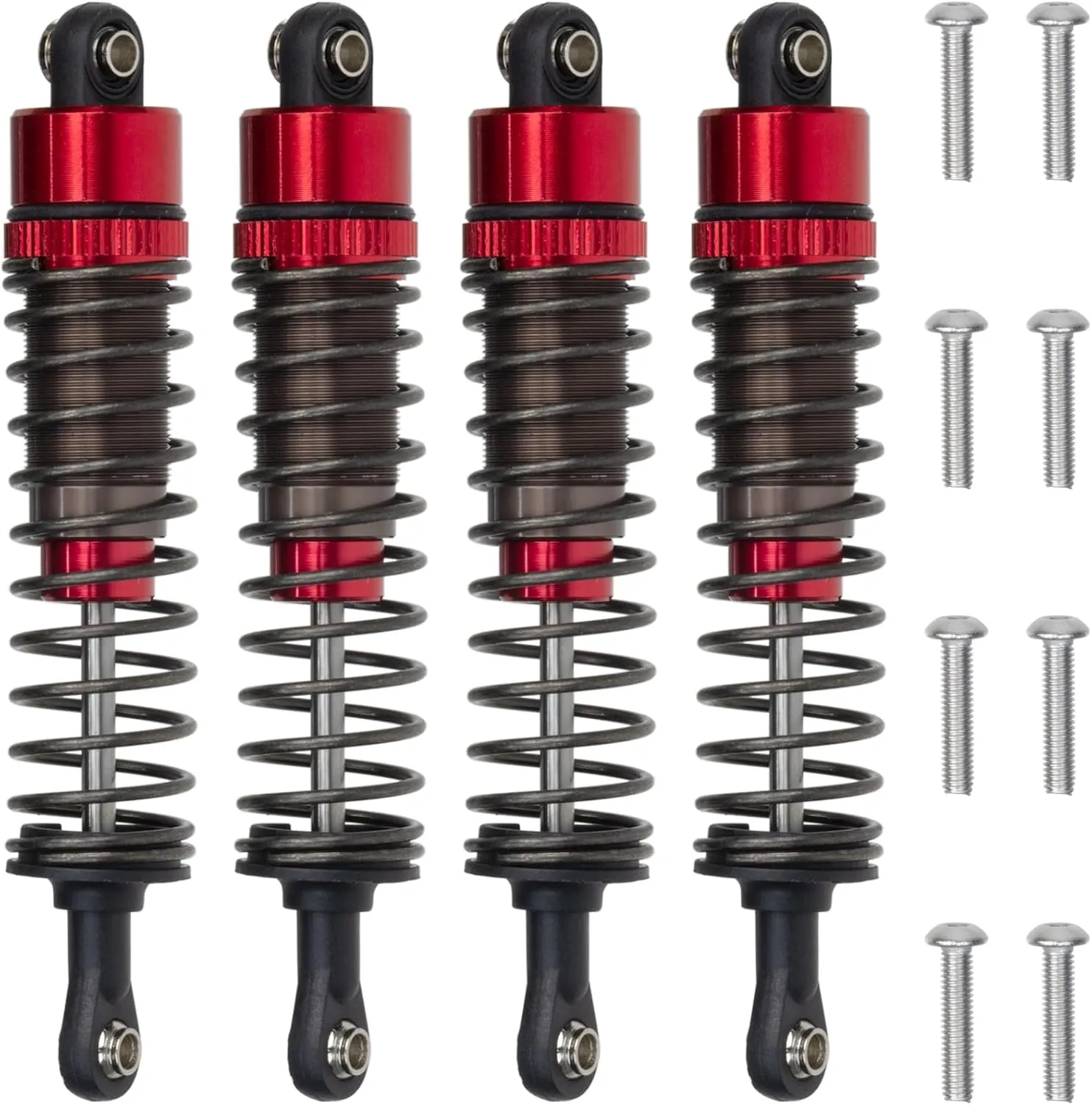 1/10 RC Crawler Shocks 4Pcs 85mm Aluminum Oil Filled Absorber Adjustable Damper Set for Tamiya CC-02 Axial SCX10 Capra D90 TRX4 Upgrades Parts (Red)
