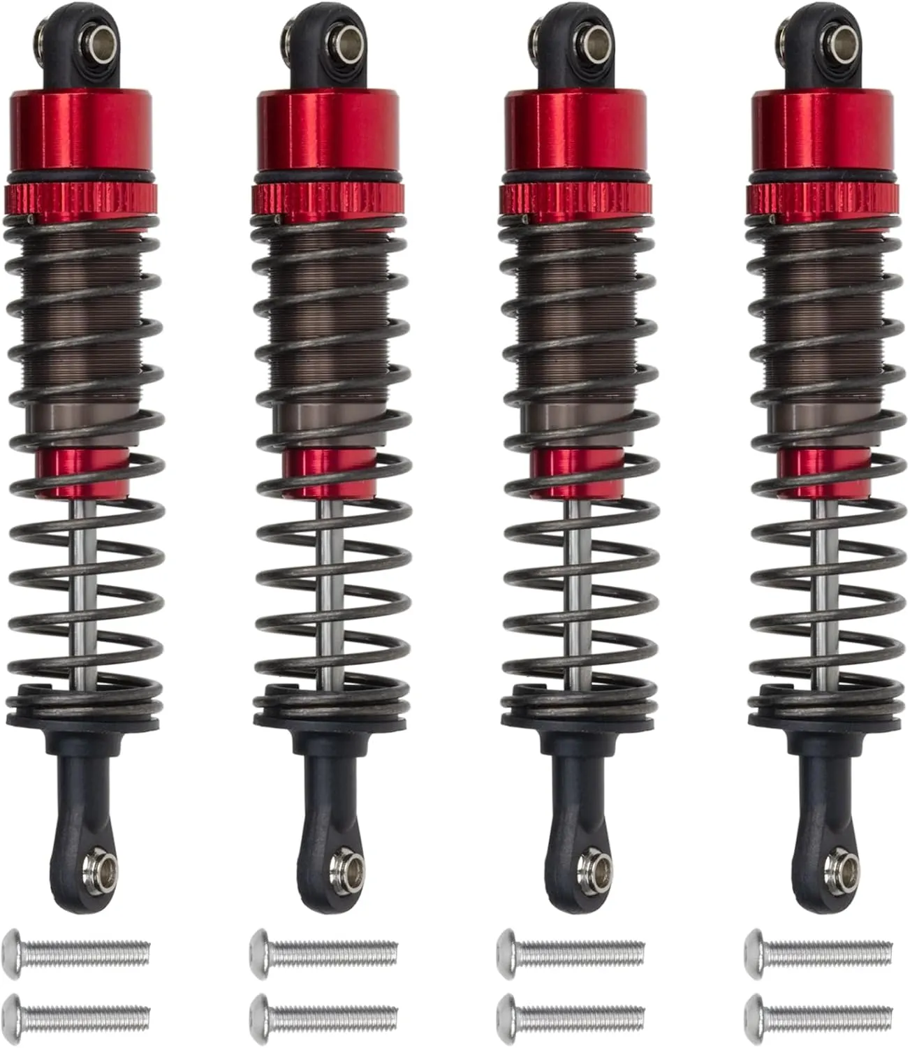 1/10 RC Crawler Shocks 4Pcs 85mm Aluminum Oil Filled Absorber Adjustable Damper Set for Tamiya CC-02 Axial SCX10 Capra D90 TRX4 Upgrades Parts (Red)