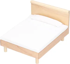 1:12 Dollhouse Double Bed Model, Mini Portable Oak Material Bed Furniture Decoration for Dollhouse Accessories