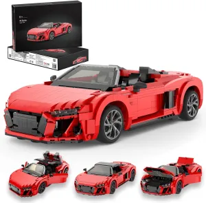 1:14 R8 Spyder Toy Car Building Kit, Collectible Sports Car Construction Set with 1440pcs Brick, Realistic Cockpit, 2 in 1 roof, Brithday Gift for Boy, Girl, Adult Ages 8 , Red