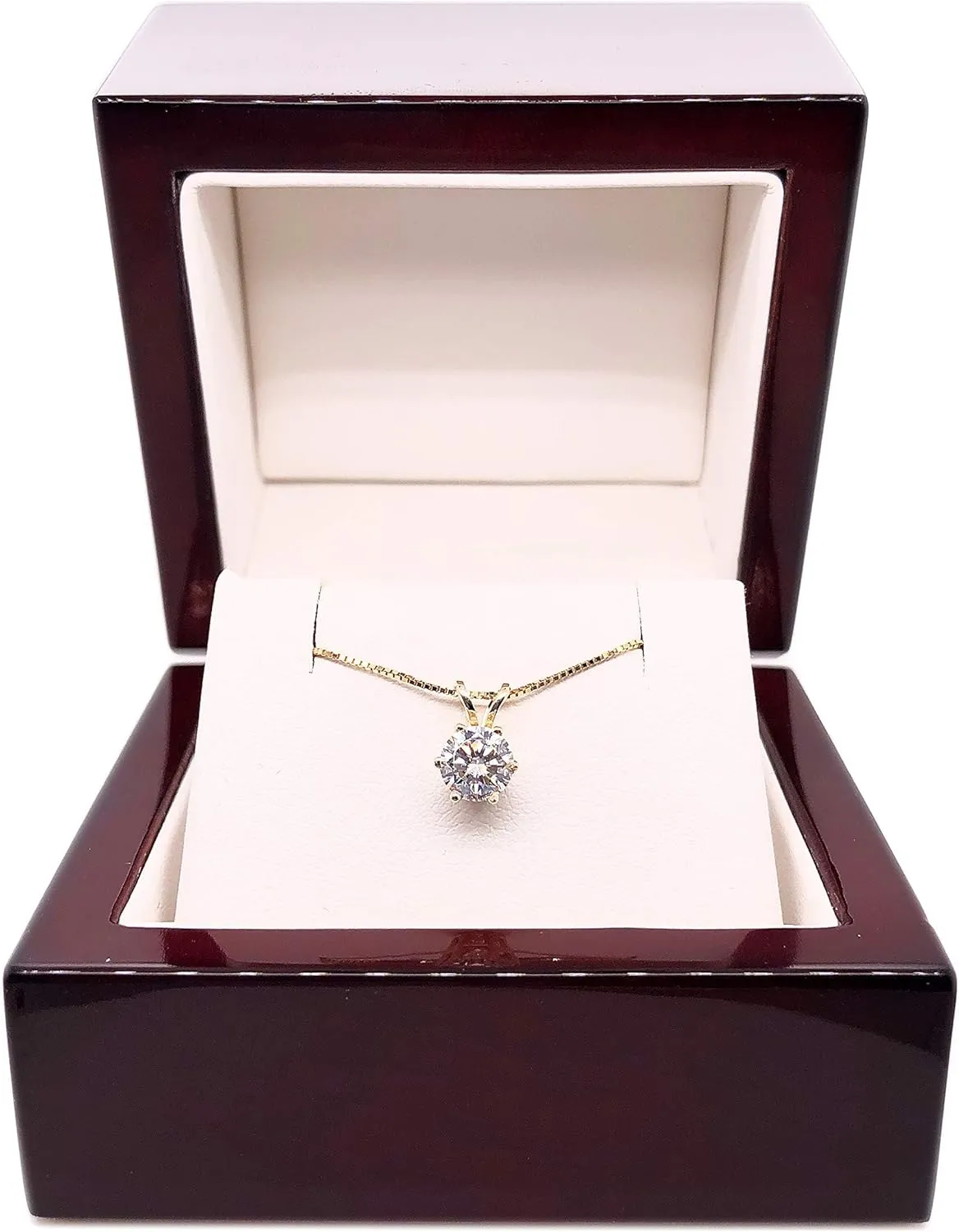 1/2 to 3 1/2 Carat Moissanite Round Solitaire Pendant Necklace in 14k Gold (J-K, cttw) 6-Prong 16 to 18 Inch Adjustable Chain Spring Ring by Diamond Wish