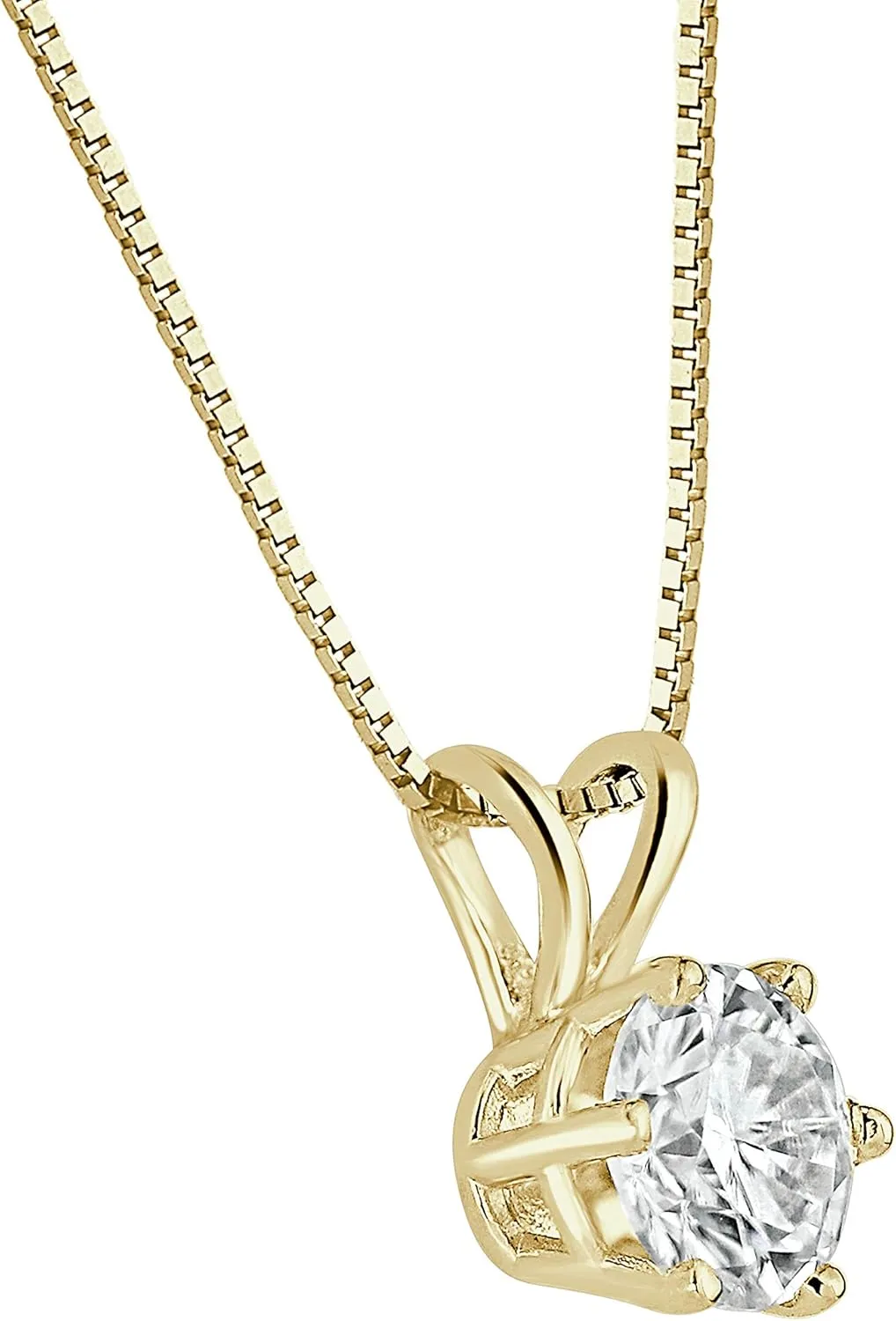 1/2 to 3 1/2 Carat Moissanite Round Solitaire Pendant Necklace in 14k Gold (J-K, cttw) 6-Prong 16 to 18 Inch Adjustable Chain Spring Ring by Diamond Wish