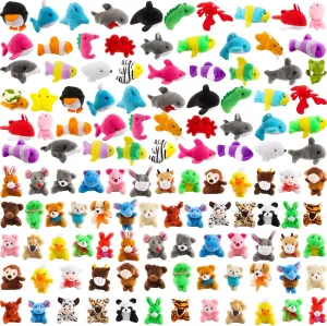 124 Pack Mini Stuffed Animal Toys Small Plush Sea Animal Toy Bulk Tiny Plush Ocean Animal Keychain for Birthday Children's Day Gifts Animal Themed Party Favors Goodie Bag Fillers