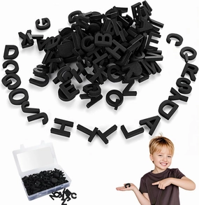 124pcs Decorative Magnetic Alphabet Letters, Alphabet Magnets, Arabic Numerals for Refrigerator, Strong Neodymium Magnetic Alphabet Letters for Fridge, for Homes & Offices (Black)