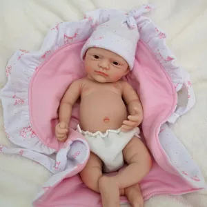 12" Reborn Baby Dolls Girl, Full Silicone Baby Dolls, Realistic Soft Silicone Newborn Baby Doll, Real Full Body Silicone Reborn Baby Dolls, Not Vinyl Dolls