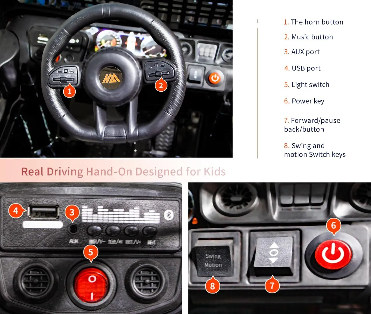 12V Ride On Car, Electric Car for Kids, 12V Ride on Toys, Kids Cars w/3 Speeds Adjustable Equipped with Music, Parent Remote Control, Spring Suspension, AUX Port Gifts for Kids-Black