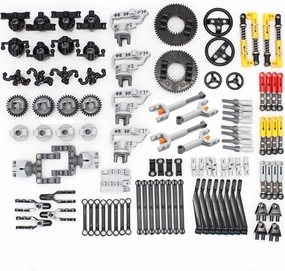 136PCS Pneumatic Kits - Compatible with Mainstream Technic Parts, Replacement Pieces - Hydraulics, Pump, Push Rod, Connectors