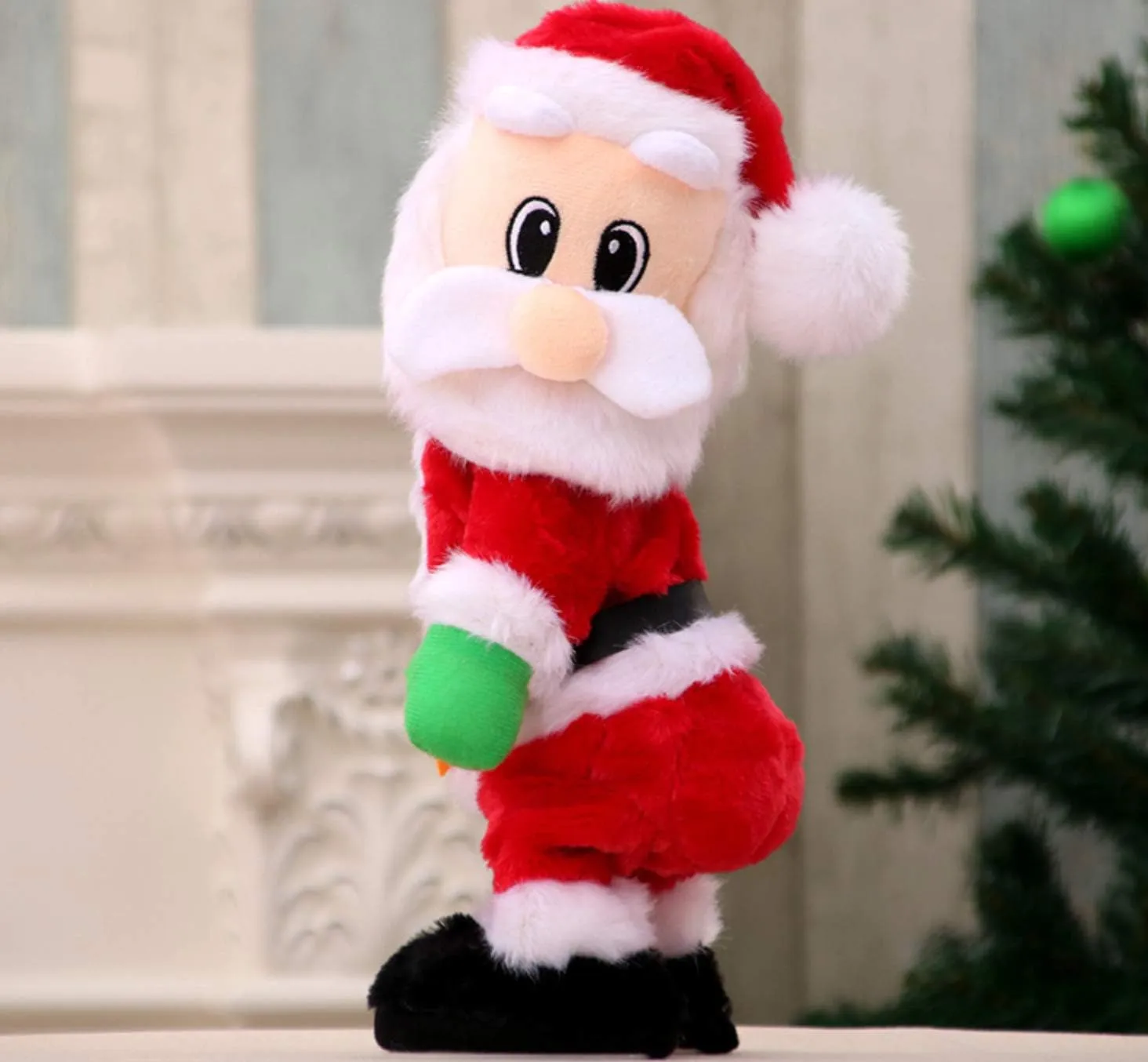 13in Twerking Santa Claus Animated Christmas Singing Santa Figure Soft Plush Stuffed Toy Doll Interactive Dancing Santa Claus Figurine Home Ornament Christmas Decorations Toys for Kids Birthday Gift