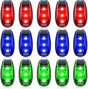 15 Pieces LED Safety Light, Clip on Flashing Strobe Lights for Runners, Dogs, Bike, Walking, High Visibility Accessories for Bicycle Helmet Reflective Gear Bike Tail Light