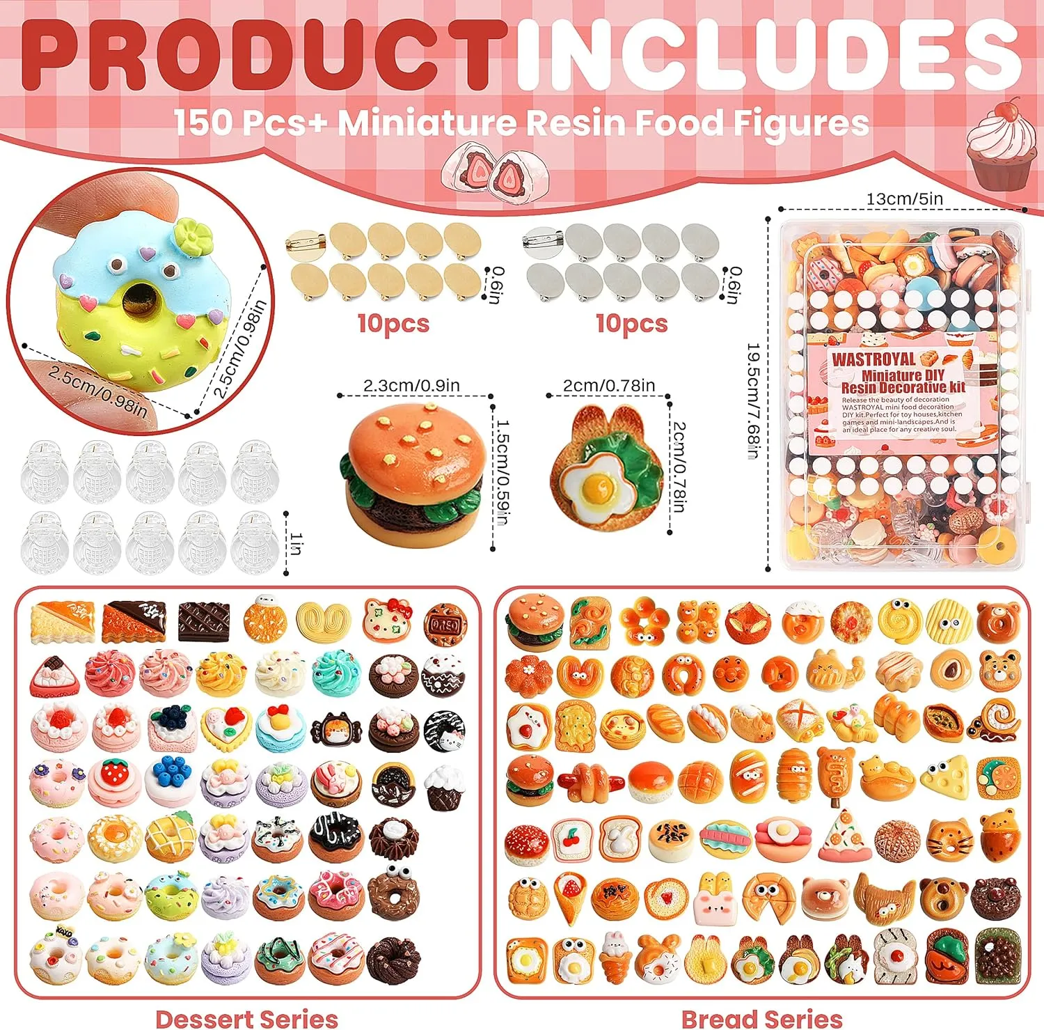 157 Pcs Mini Food Toys Pretend Food for Dollhouse Kitchen Accessories Miniature Play Resin Food Toys Hamburg Cake Bread for 1/12 Doll House (Dessert)