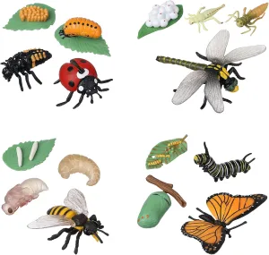 16 Pieces Insect Toy Life Cycle of Butterfly, Honey Bee, Dragonfly & Ladybird Action Model, Plastic Bug Figures Toy, Early Educational Toy Science Project Christmas Birthday Gift for Children