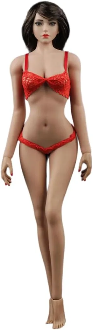 1/6 Scale Female Body, JIAOUDOLL Medium Bust Teenage Girl Body Type Super Flexible Seamless Action Figure Body No Head with Detachable Feet (Wheat Skin)