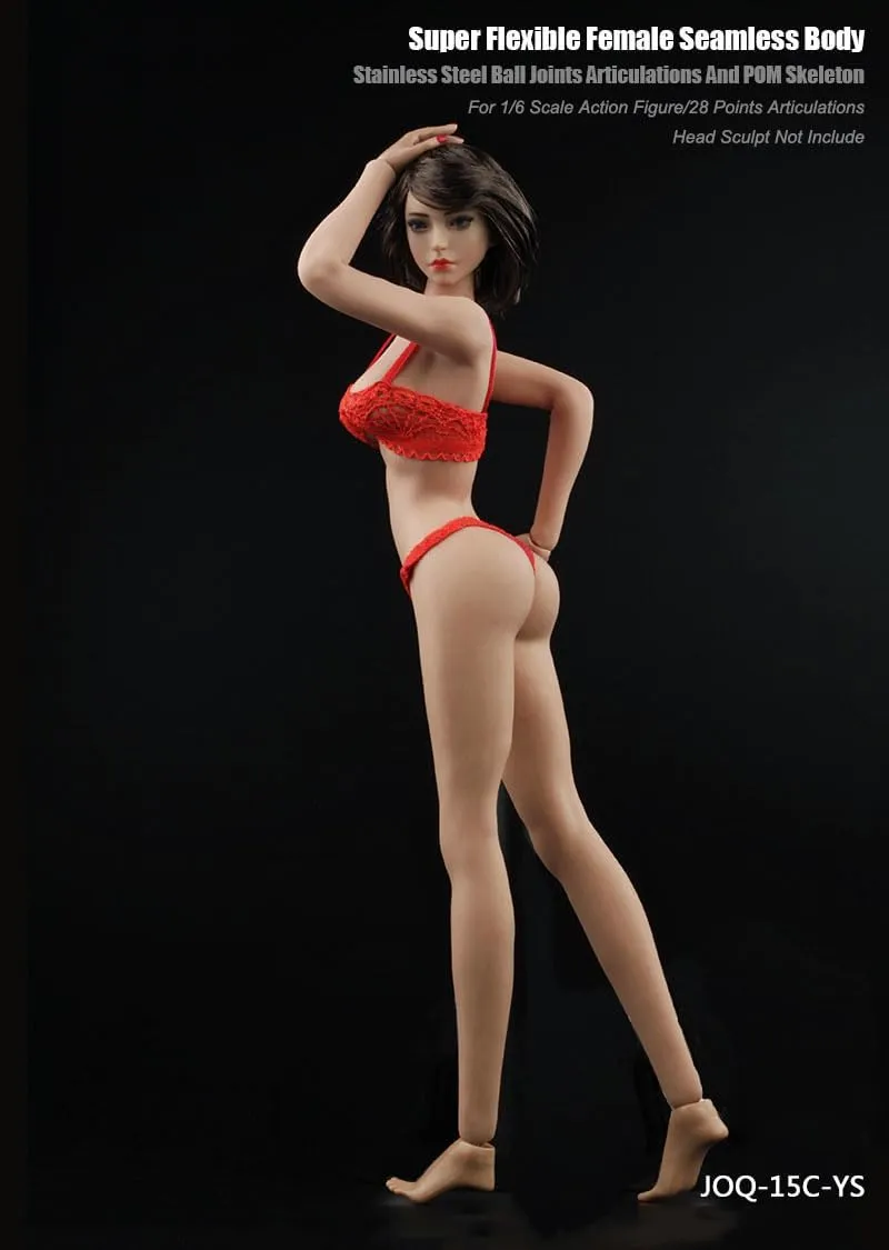 1/6 Scale Female Body, JIAOUDOLL Medium Bust Teenage Girl Body Type Super Flexible Seamless Action Figure Body No Head with Detachable Feet (Wheat Skin)