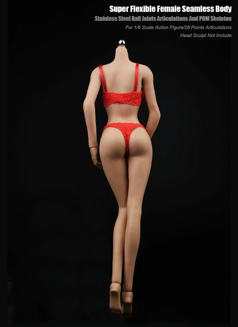 1/6 Scale Female Body, JIAOUDOLL Medium Bust Teenage Girl Body Type Super Flexible Seamless Action Figure Body No Head with Detachable Feet (Wheat Skin)