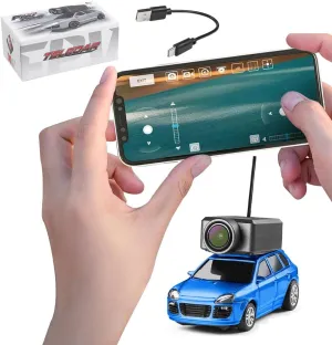 1/64 Scale Mini Drift RC Car, WL FPV RC Racing Car with HD Camera & 3-Speed, WiFiApp Remote Control Fully Proportional Vehicle for Adult - RTR Version