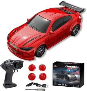 1/64 Scale RC Mini Drift Racing Tire Model Car with LED Lights, 2.4G 4WD Remote Control Drift Rang Sport Racing Car for Adults & Teens