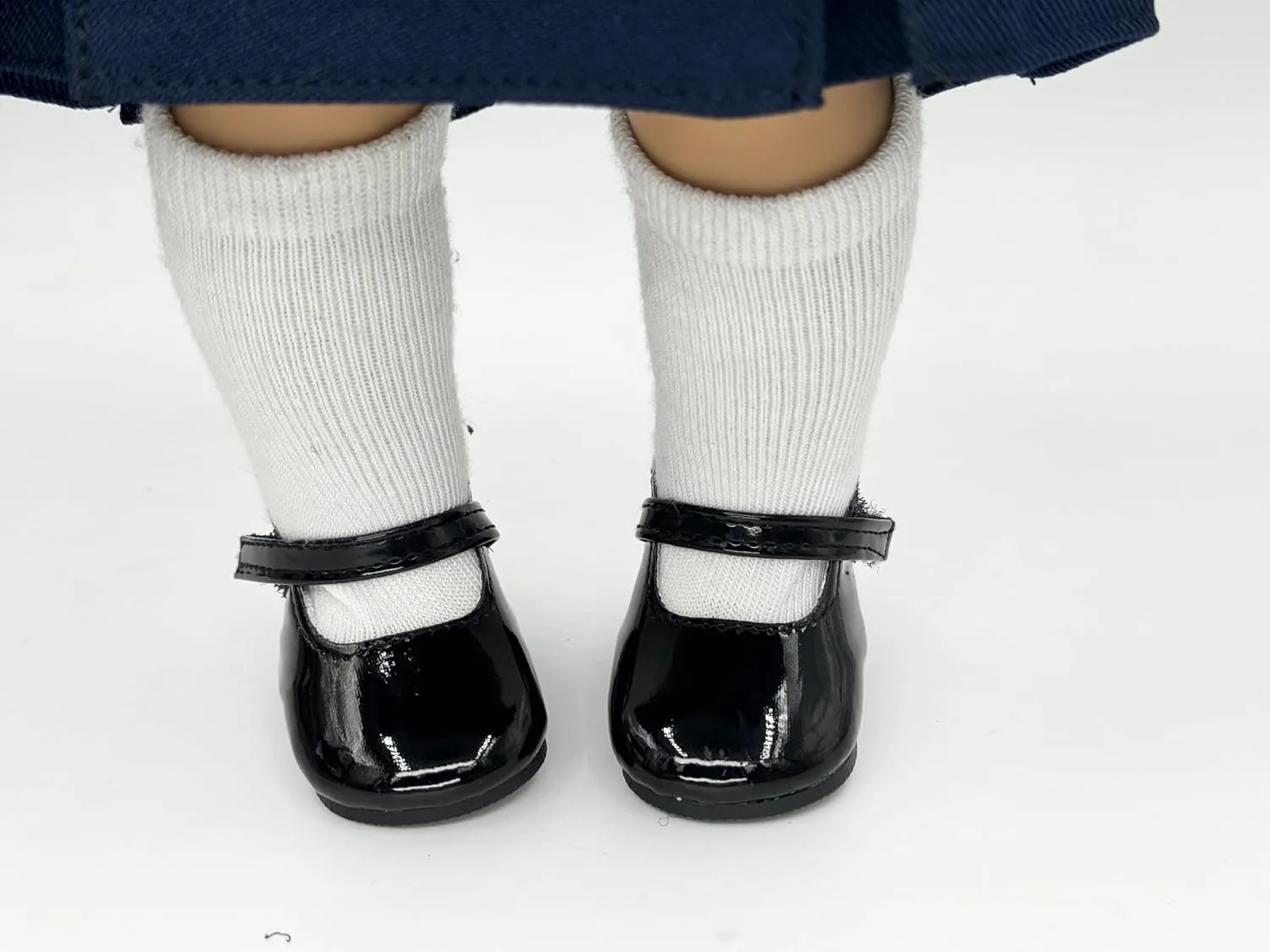 18 inch Doll Outfit-School Plaid Jumper include Blouse and Hair Accessory/Add on Option: Sock and Shoe (Doll is not included) (Dropped Waist Jumper,White Sock,Shiny Black Shoe, Solid Navy)