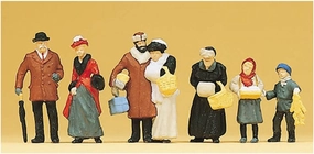 1900 Era Couples (2) & Woman w/2-Children Winter Dress HO Scale Preiser Models