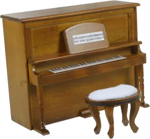 1set Miniature Piano Stool Dollhouse Decor Realistic and Stool Model for Mini House Decoration Walnut Color Furniture for Landscape