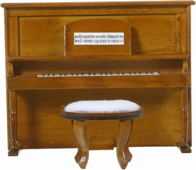 1set Mini Upright Piano and Stool for Dollhouse Decorative Musical Instrument Miniature House Adornment for Mini Craft Enthusiasts