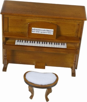1set Miniature Piano and Stool for Dollhouse Realistic Design Tiny House Accessories for Home Decor and Miniature Room Decoration