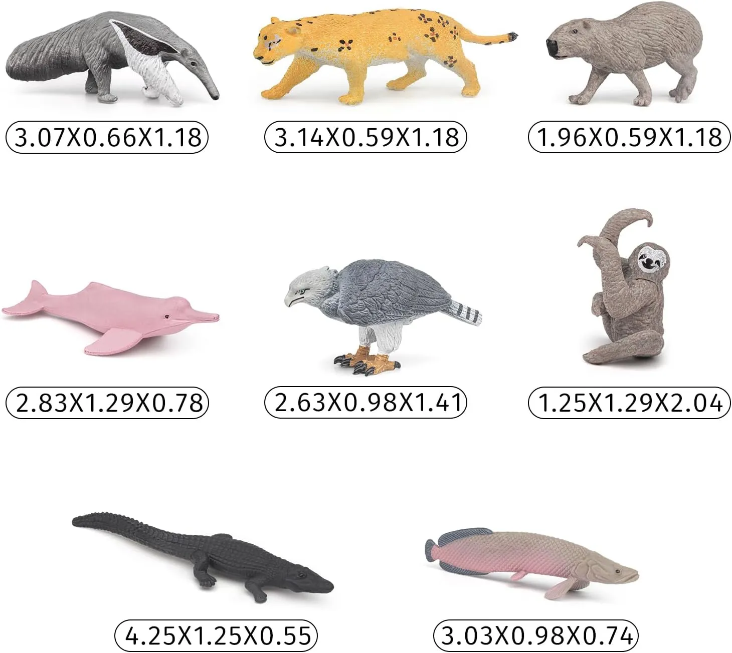 2-4 Inch Mini South American Animals - Wild Animals Figurines Kids Toy Figurines for Cake Party Favor for Kids Toddlers