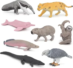 2-4 Inch Mini South American Animals - Wild Animals Figurines Kids Toy Figurines for Cake Party Favor for Kids Toddlers
