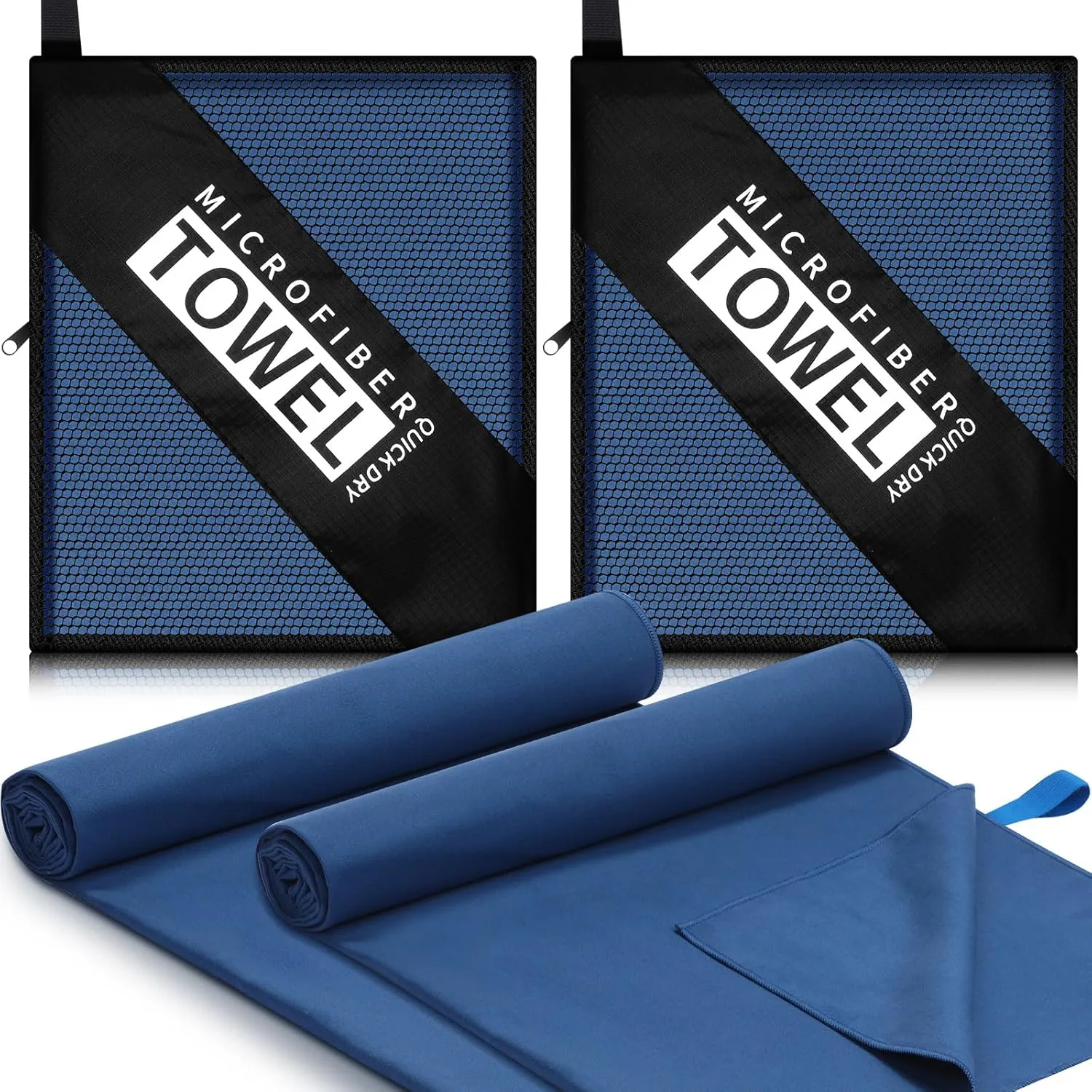 2 Pack Microfiber Travel Towel, Ultra Absorbent Quick Dry Towel, 60 x 30 Inch Lightweight Sports Camping Accessories for Gym, Workout, Yoga, Beach, Shower, Swimming