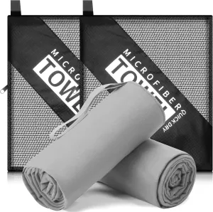 2 Pack Microfiber Travel Towel, Ultra Absorbent Quick Dry Towel, 60 x 30 Inch Lightweight Sports Camping Accessories for Gym, Workout, Yoga, Beach, Shower, Swimming