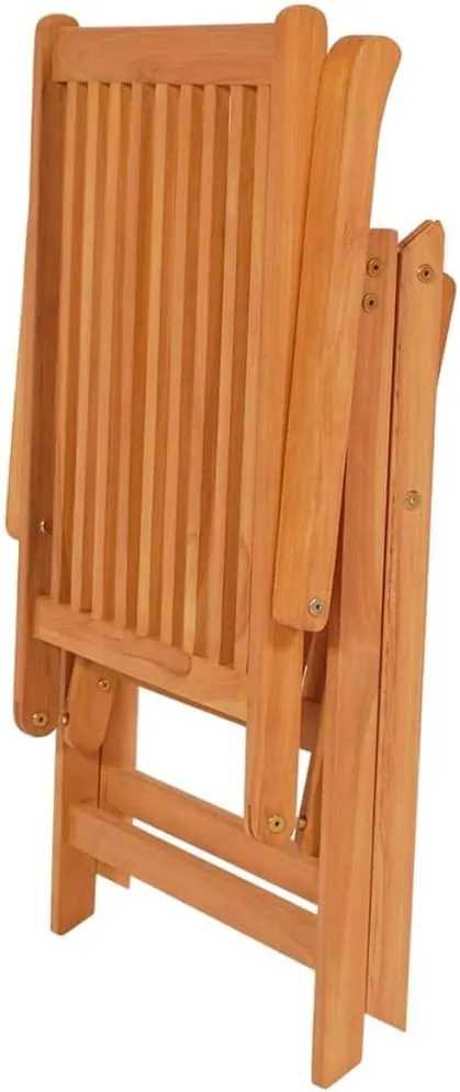 2 Pcs Patio Chairs with Gray Cushions Solid Teak Wood Foldable Reclining Outdoor Lounge Chairs for Garden Backyard Poolside