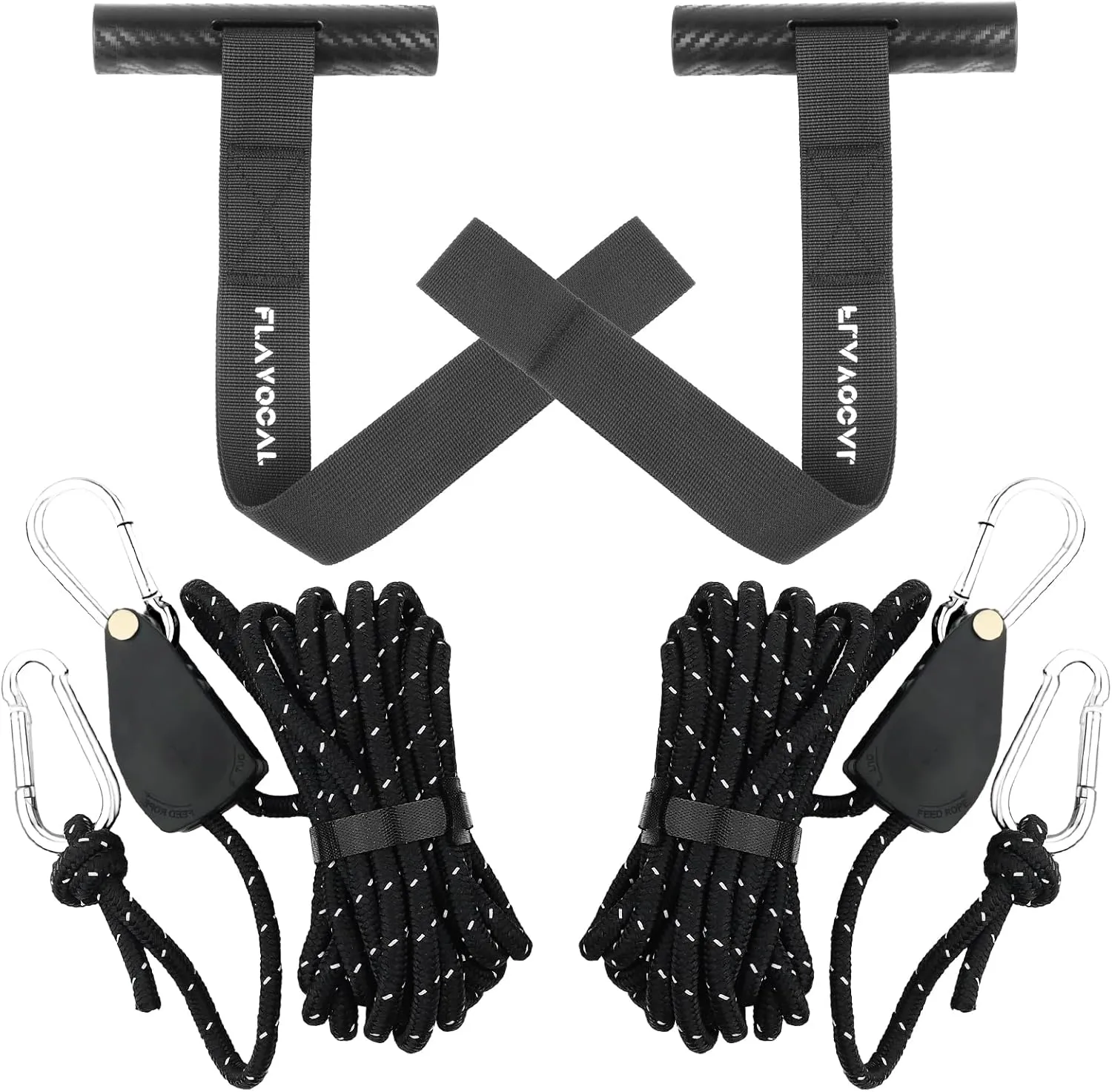 2 Pcs Quick Hood Loop Tie Down Anchor Straps & 2 Pcs Heavy Duty Ratchets,Adjustable Pulley Rope Hanger with Reinforced Metal Gear,Quick Hood Loop Anchor Straps for Car,Kayak,Truck,Canoe