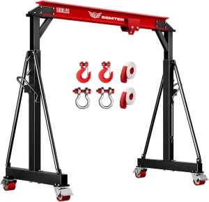 2 Ton Gantry Crane, 9.06FT Max Width, 5000 Lb Portable Shop Lift Hoist with 2 Ton Manual Trolley, 8.53-12.5ft