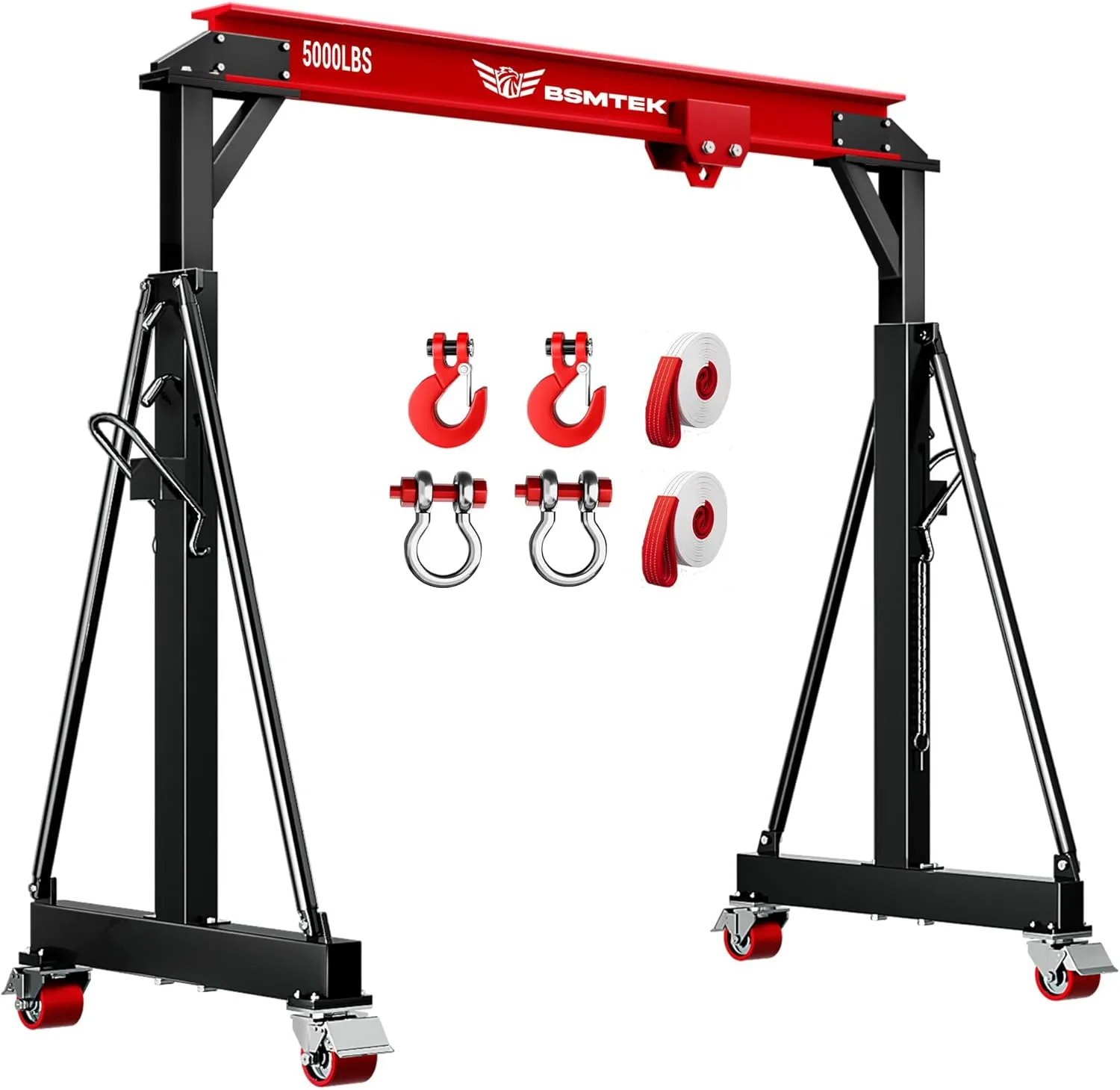 2 Ton Gantry Crane, 9.06FT Max Width, 5000 Lb Portable Shop Lift Hoist with 2 Ton Manual Trolley, 8.53-12.5ft