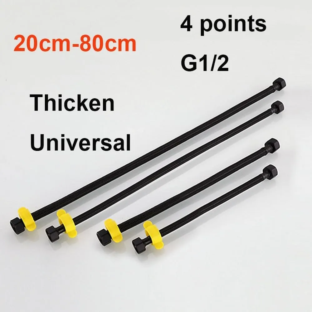20-80cm Water Inlet Hose Black Faucet Heater Pipe Toilet Connection Cold Hot Mixer Pipe Kitchen Bathroom Accessories Set,1pcs,Length: 50cm