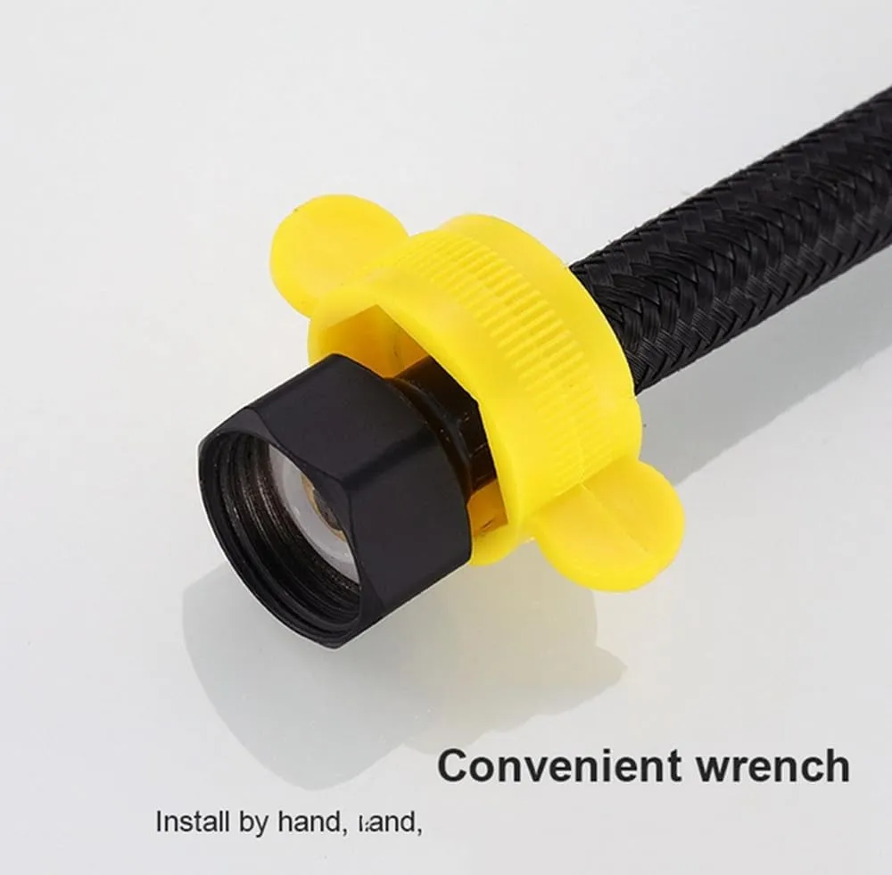 20-80cm Water Inlet Hose Black Faucet Heater Pipe Toilet Connection Cold Hot Mixer Pipe Kitchen Bathroom Accessories Set,1pcs,Length: 50cm