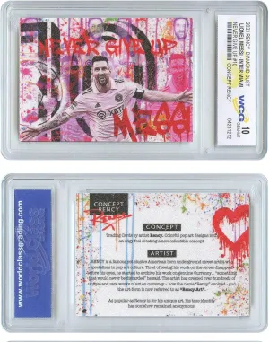 2023 Lionel Messi Inter Miami Never Give Up Diamond Dust Encrusted Rency Trading Card - Graded Gem-Mint 10