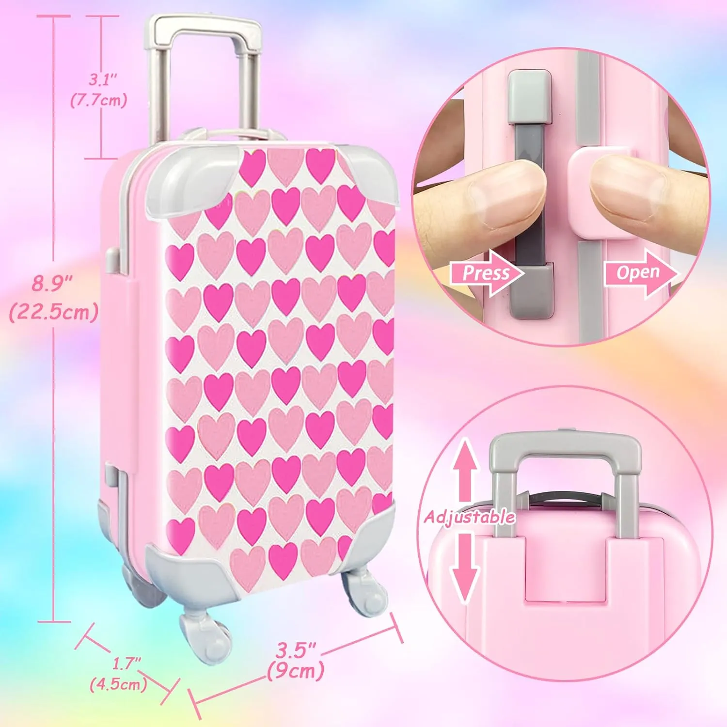 20Pcs 18 Inch Girl Doll Accessories Case Luggage Travel Play Set with Clothes, Bag, Travel Pillow, Glasses, Computer, Pretend Makeup Toy, Stuff for 18 Inch Doll - Christmas Birthday Gift